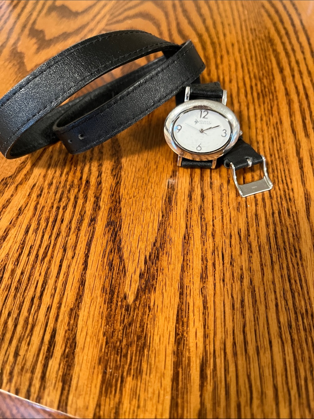 Silpada black leather wrist wrap watch